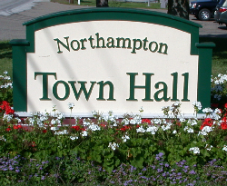 sign in front of the Northampton Town Hall